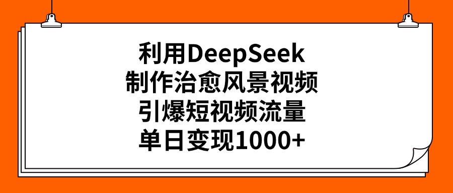 利用DeepSeek制作治愈风景视频，引爆短视频流量，单日变现1000+ - 晨鑫项目库-晨鑫项目库