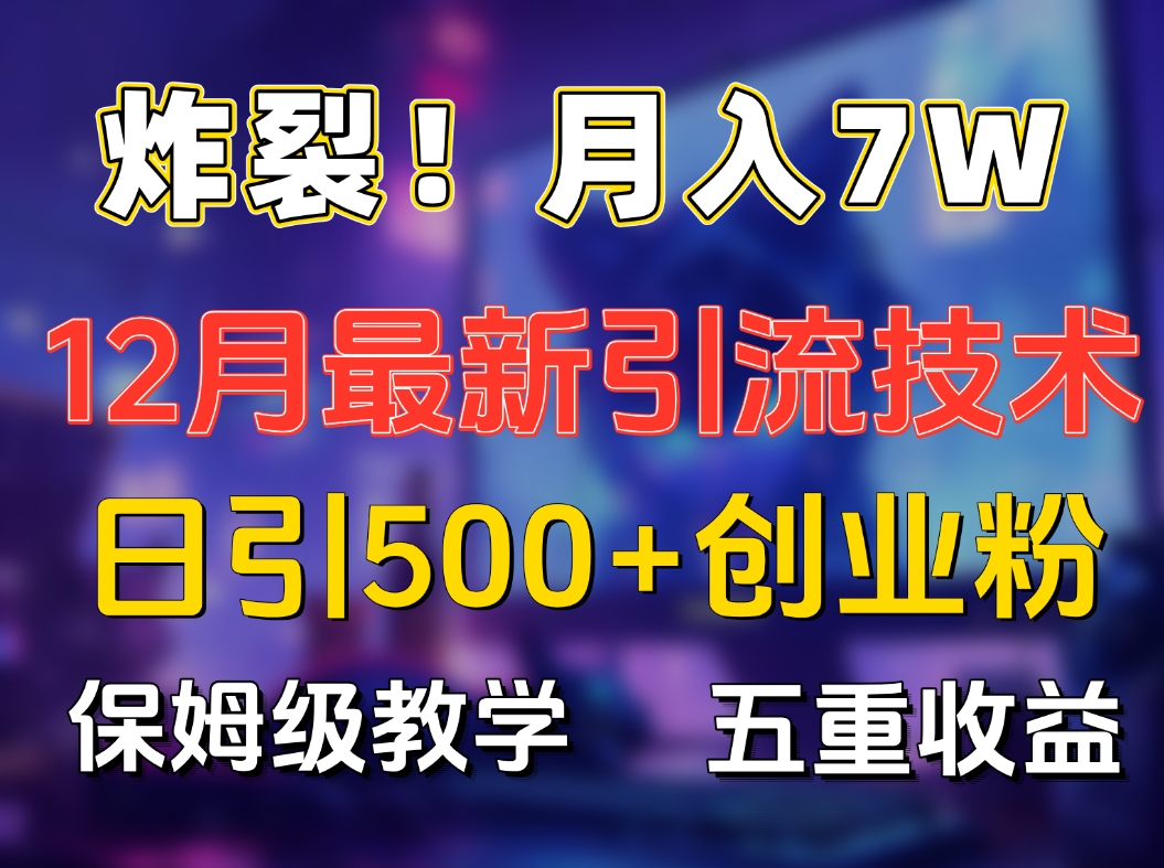 炸裂！月入7W+揭秘12月最新日引流500+精准创业粉，多重收益保姆级教学 - 晨鑫项目库-晨鑫项目库