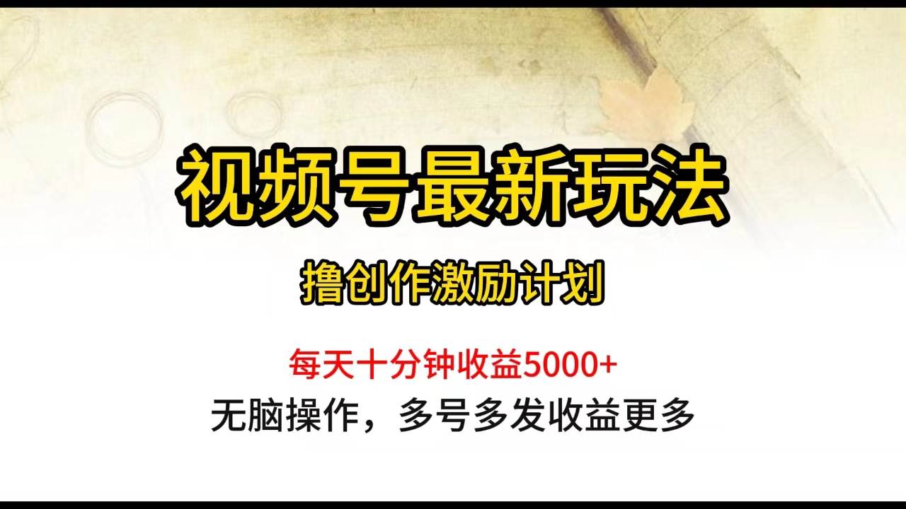 视频号最新玩法，每日一小时月入5000+ - 晨鑫项目库-晨鑫项目库