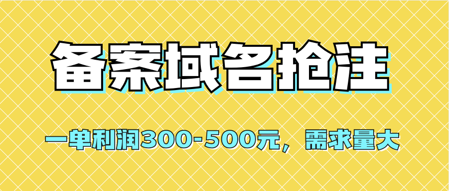 【全网首发】备案域名抢注，一单利润300-500元，需求量大 - 晨鑫项目库-晨鑫项目库