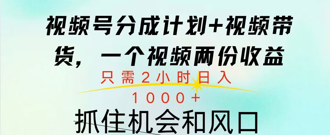 视频号橱窗带货， 10分钟一个视频， 2份收益，日入1000+ - 晨鑫项目库-晨鑫项目库