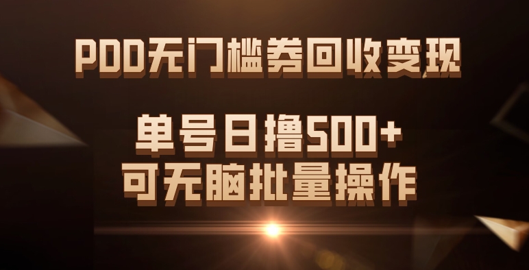 PDD无门槛券回收变现，单号日撸500+，可无脑 - 晨鑫项目库-晨鑫项目库