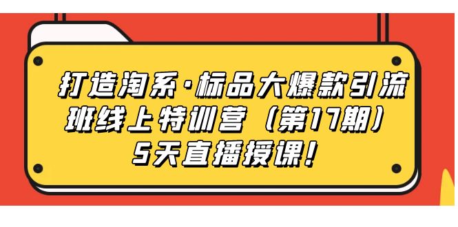 打造淘系·标品大爆款引流班线上特训营5天直播授课！ - 晨鑫项目库-晨鑫项目库