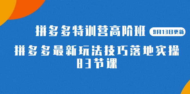 2023拼多多·特训营高阶班【9月13日更新】拼多多最新玩法技巧落地实操-83节 - 晨鑫项目库-晨鑫项目库