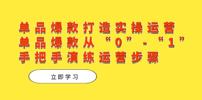 单品爆款打造实操运营，单品爆款从“0”-“1”手把手演练运营步骤 - 晨鑫项目库-晨鑫项目库