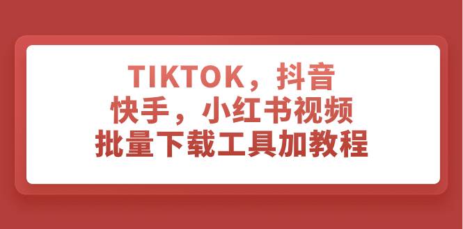 TIKTOK，抖音，快手，小红书视频批量下载工具加教程 - 晨鑫项目库-晨鑫项目库