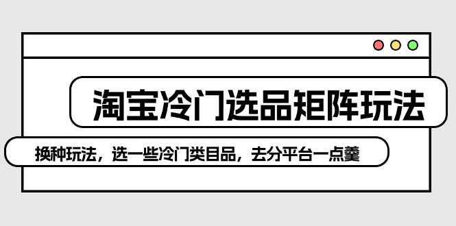 淘宝冷门选品矩阵玩法：换种玩法，选一些冷门类目品，去分平台一点羹 - 晨鑫项目库-晨鑫项目库