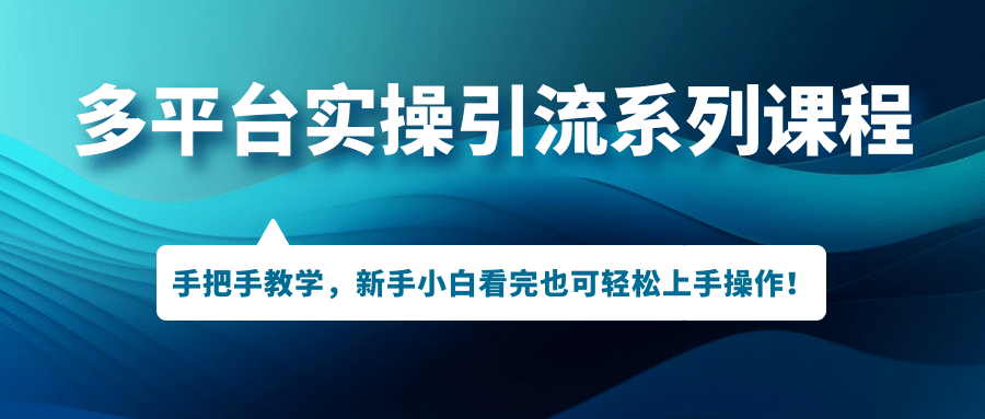 多平台实操引流系列课程，手把手教学，新手小白看完也可轻松上手引流操作 - 晨鑫项目库-晨鑫项目库