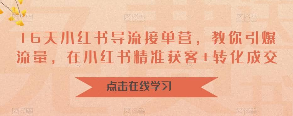 16天-小红书 导流接单营，教你引爆流量，在小红书精准获客+转化成交 - 晨鑫项目库-晨鑫项目库