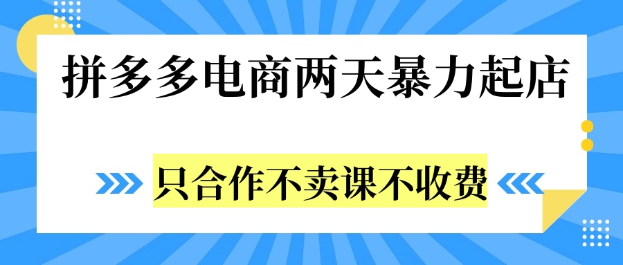 拼多多两天暴力起店，只合作不卖课不收费 - 晨鑫项目库-晨鑫项目库