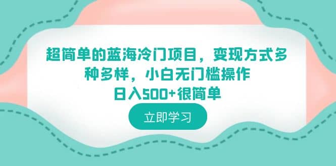 超简单的蓝海冷门项目，变现方式多种多样，小白无门槛操作日入500+很简单 - 晨鑫项目库-晨鑫项目库