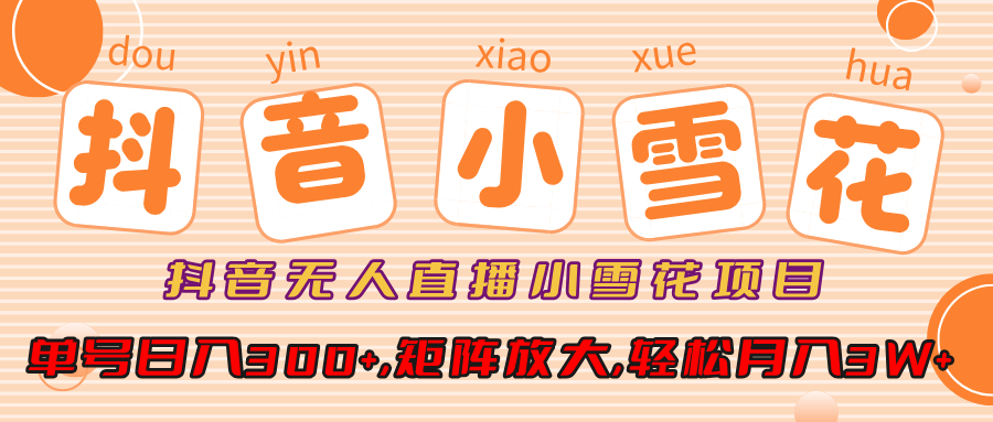 抖音无人直播小雪花项目，单号日入300+,矩阵放大,轻松月入3W+ - 晨鑫项目库-晨鑫项目库