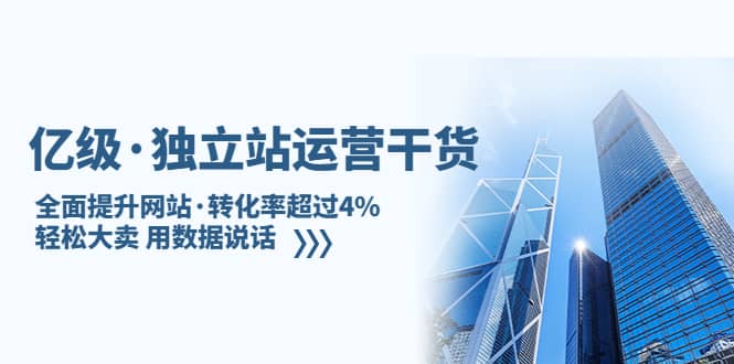 独立站运营干货：全面提升网站·转化率超过4%，轻松大卖 用数据说话 - 晨鑫项目库-晨鑫项目库