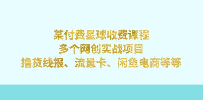 某付费星球课程：多个网创实战项目，撸货线报、流量卡、闲鱼电商等等 - 晨鑫项目库-晨鑫项目库