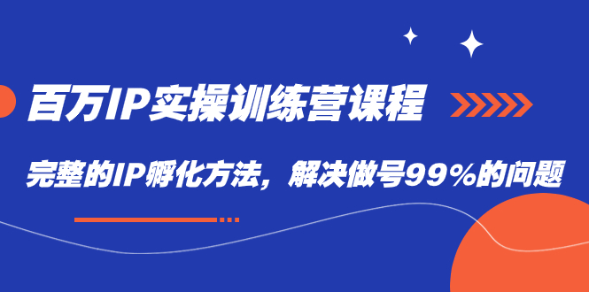 百万IP实战训练营课程，完整的IP孵化方法，解决做号99%的问题 - 晨鑫项目库-晨鑫项目库