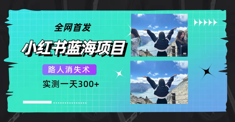 全网首发，小红书蓝海项目，路人消失术，实测一天300+（教程+工具） - 晨鑫项目库-晨鑫项目库