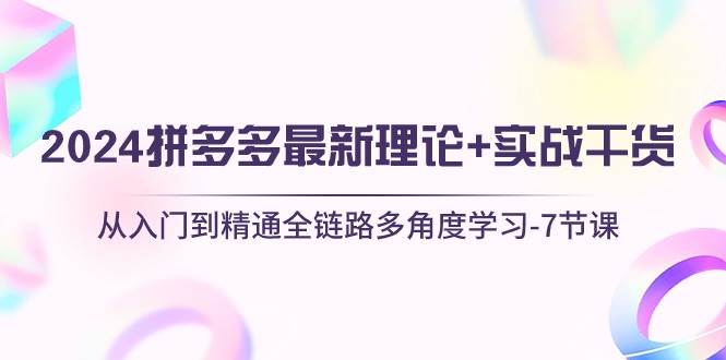 2024拼多多 最新理论+实战干货，从入门到精通全链路多角度学习-7节课 - 晨鑫项目库-晨鑫项目库