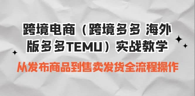 跨境电商（跨境多多 海外版多多TEMU）实操教学 从发布商品到售卖发货全流程 - 晨鑫项目库-晨鑫项目库