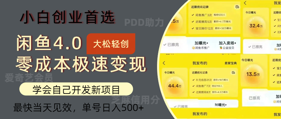 闲鱼0成本极速变现项目，多种变现方式，单号日入500+最新玩法 - 晨鑫项目库-晨鑫项目库