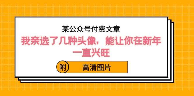 某公众号付费文章：我亲选了几种头像，能让你在新年一直兴旺（附高清图片） - 晨鑫项目库-晨鑫项目库
