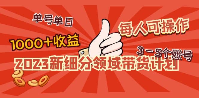 2023新细分领域带货计划：单号单日1000+收益不难，每人可操作3-5个账号 - 晨鑫项目库-晨鑫项目库