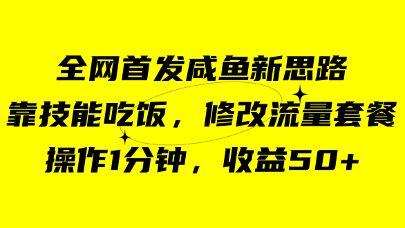咸鱼冷门新玩法，靠“技能吃饭”，修改流量套餐，操作1分钟，收益50+ - 晨鑫项目库-晨鑫项目库
