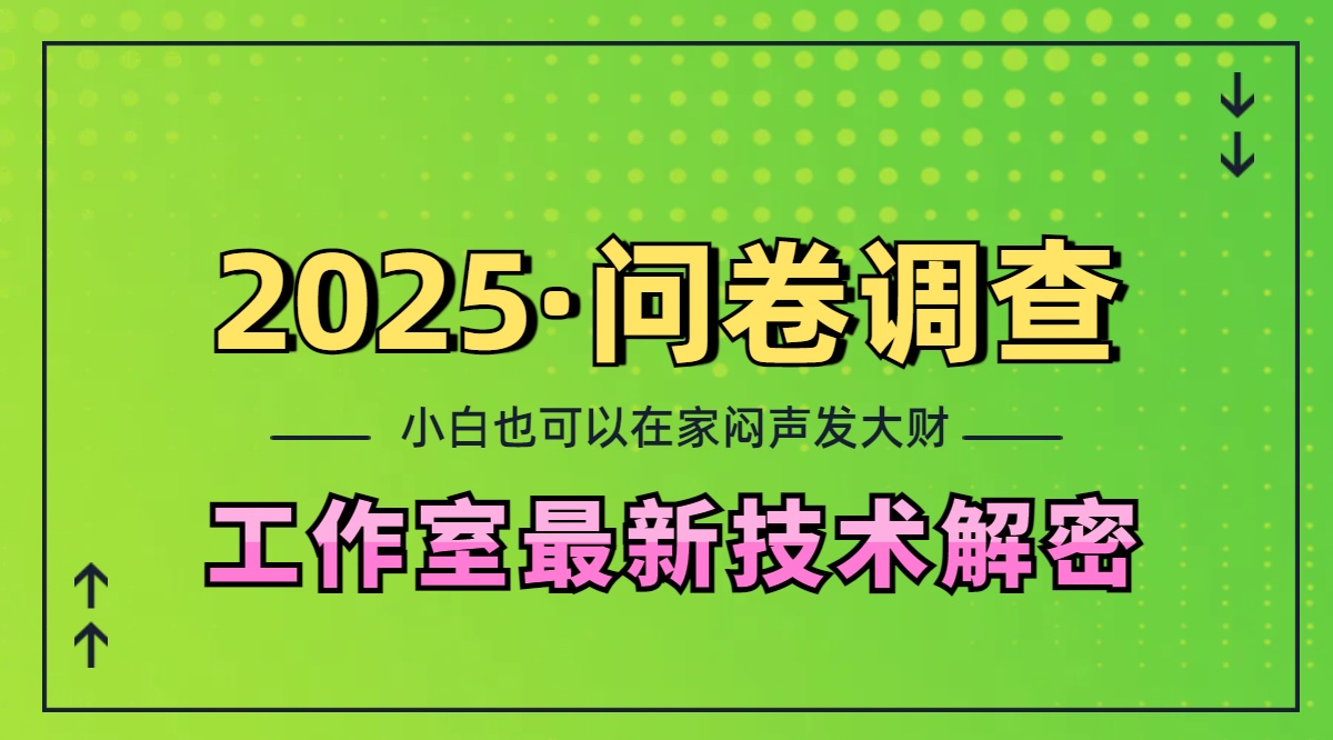 2025《问卷调查》最新工作室技术解密：一个人在家也可以闷声发大财，小白一天200+，可矩阵放大 - 晨鑫项目库-晨鑫项目库