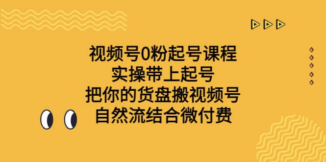 视频号0粉起号课程 实操带上起号 把你的货盘搬视频号 自然流结合微付费 - 晨鑫项目库-晨鑫项目库
