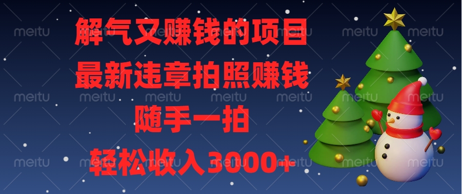 最新违章拍照赚钱，随手一拍，解气又赚钱的项目，轻松收入3000+ - 晨鑫项目库-晨鑫项目库