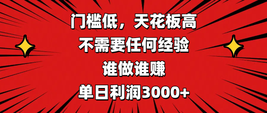 门槛低，收益高，不需要任何经验，谁做谁赚，单日利润3000+ - 晨鑫项目库-晨鑫项目库