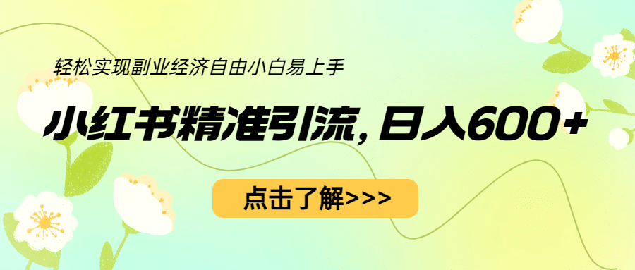 小红书精准引流，小白日入600+，轻松实现副业经济自由（教程+1153G资源） - 晨鑫项目库-晨鑫项目库