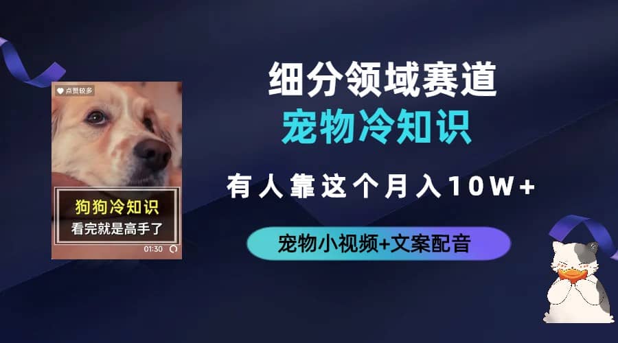 不起眼的抖音细分赛道-宠物冷知识，一段宠物视频配文案，有人靠这个月入10w - 晨鑫项目库-晨鑫项目库