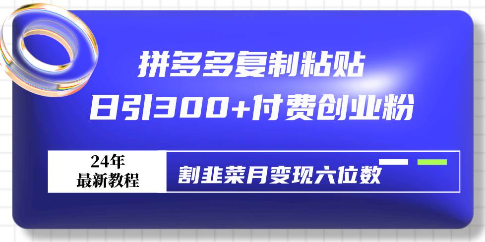 拼多多复制粘贴日引300+付费创业粉，割韭菜月变现六位数最新教程！ - 晨鑫项目库-晨鑫项目库