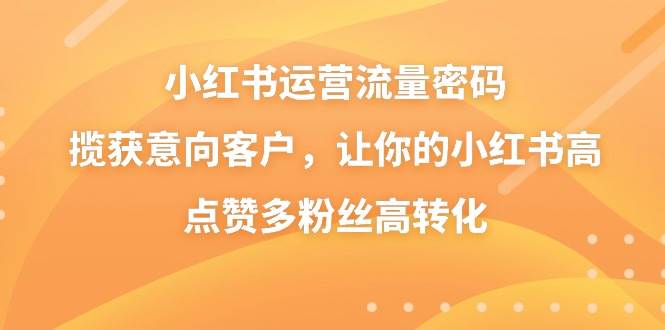 小红书运营流量密码，揽获意向客户，让你的小红书高点赞多粉丝高转化 - 晨鑫项目库-晨鑫项目库