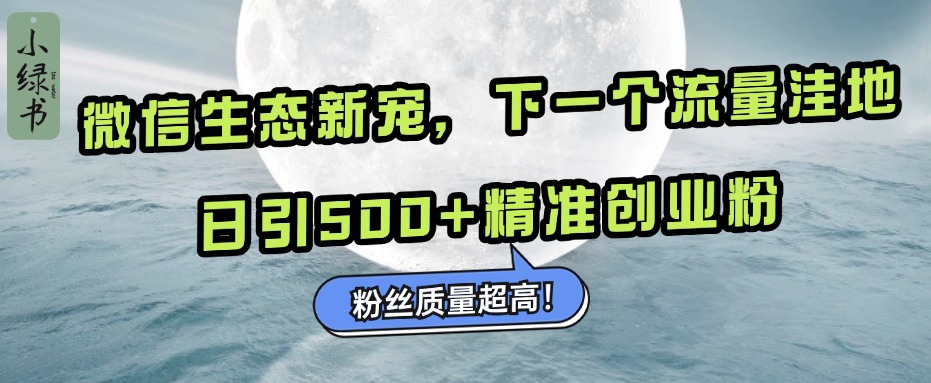 微信生态新宠小绿书：下一个流量洼地，粉丝质量超高，日引500+精准创业粉， - 晨鑫项目库-晨鑫项目库