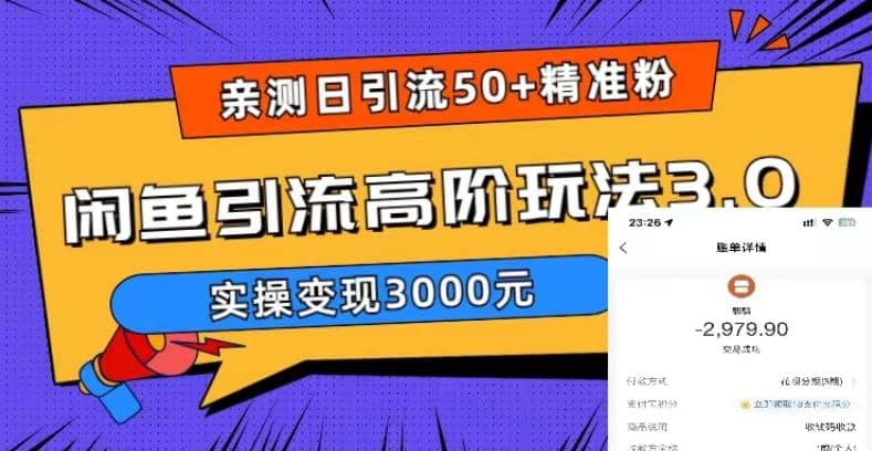 实测日引50+精准粉，闲鱼引流高阶玩法3.0，实操变现3000元 - 晨鑫项目库-晨鑫项目库