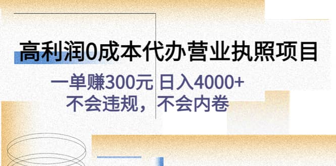 高利润0成本代办营业执照项目：不会违规，不会内卷 - 晨鑫项目库-晨鑫项目库