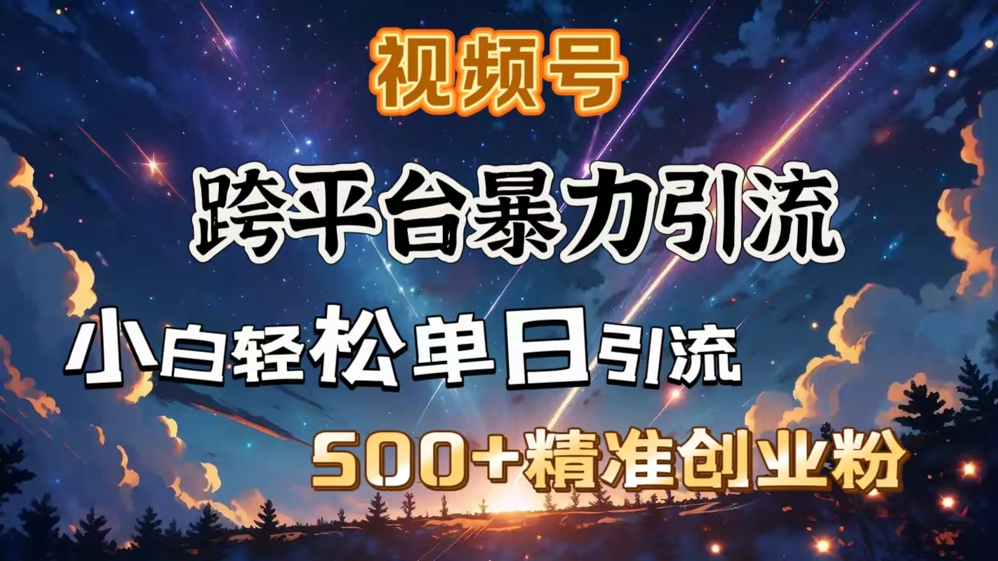 视频号跨平台暴力引流，小白轻松单日引流500＋精准创业粉 - 晨鑫项目库-晨鑫项目库