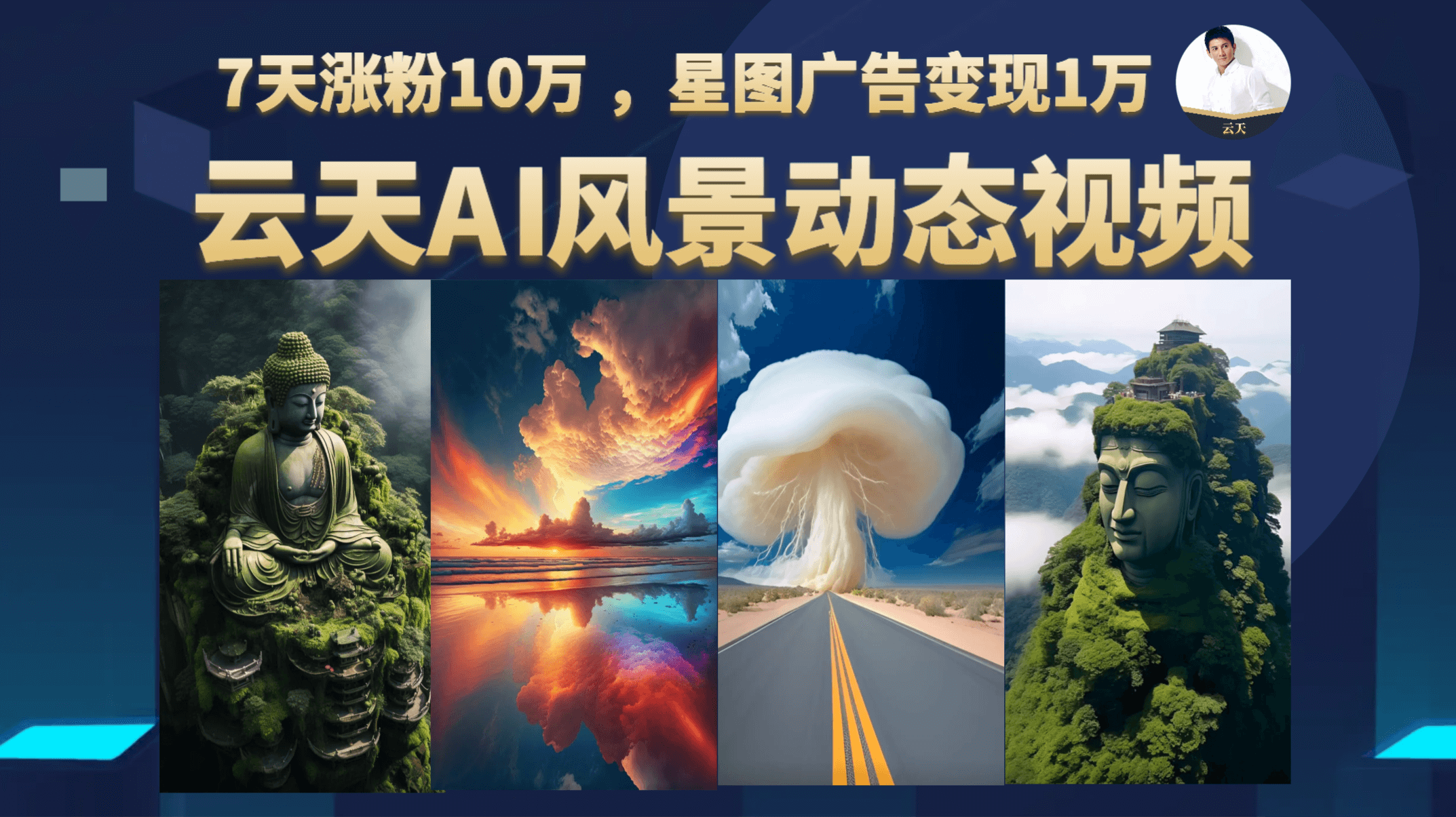 云天AI风景动图视频制作，7天涨粉10万 ，星图广告变现1万 - 晨鑫项目库-晨鑫项目库