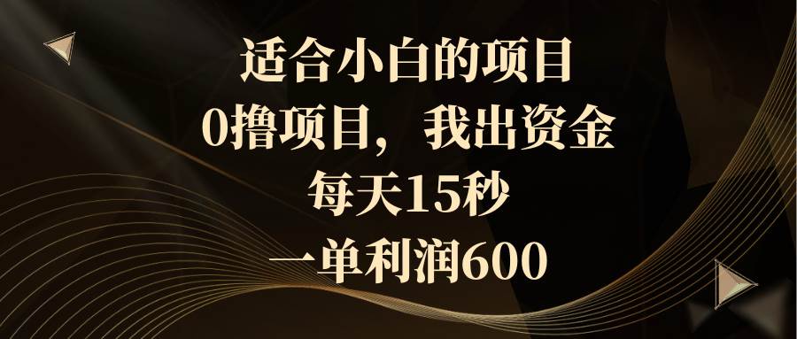 适合小白的项目，0撸项目，我出资金，每天15秒，一单利润600 - 晨鑫项目库-晨鑫项目库