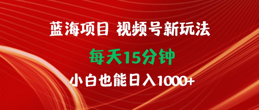 蓝海项目视频号新玩法 每天15分钟 小白也能日入1000+ - 晨鑫项目库-晨鑫项目库