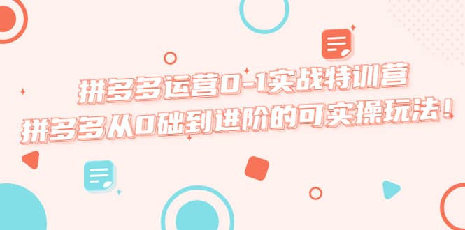 拼多多运营0-1实战特训营，拼多多从0础到进阶的可实操玩法 - 晨鑫项目库-晨鑫项目库