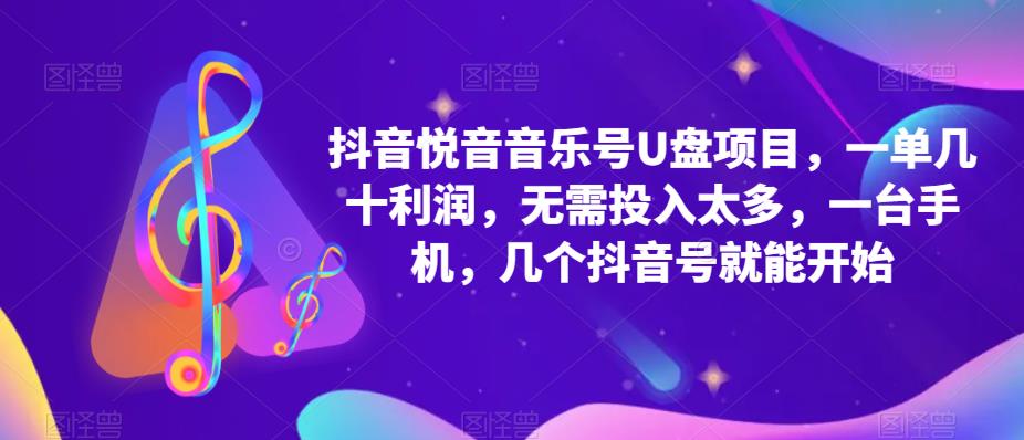抖音音乐号U盘项目 一单几十利润 无需投入太多 一台手机 几个抖音号就开始 - 晨鑫项目库-晨鑫项目库
