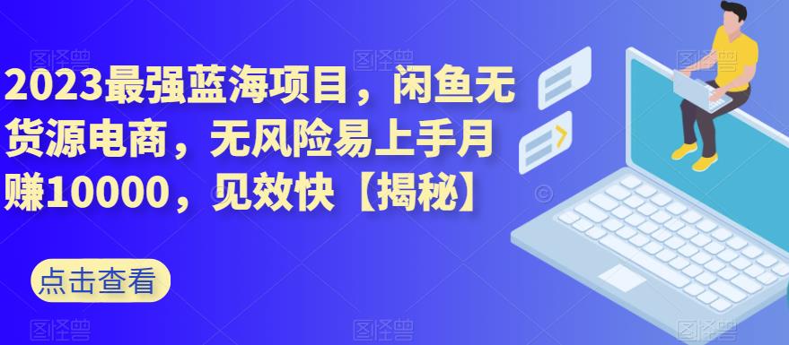2023最强蓝海项目，闲鱼无货源电商，无风险易上手月赚10000，见效快【揭秘】 - 晨鑫项目库-晨鑫项目库