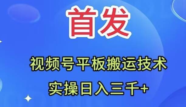 全网首发：视频号平板搬运技术，实操日入三千＋ - 晨鑫项目库-晨鑫项目库