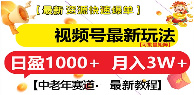 视频号独家玩法，老年养生赛道，无脑搬运爆款视频，日入1000+ - 晨鑫项目库-晨鑫项目库