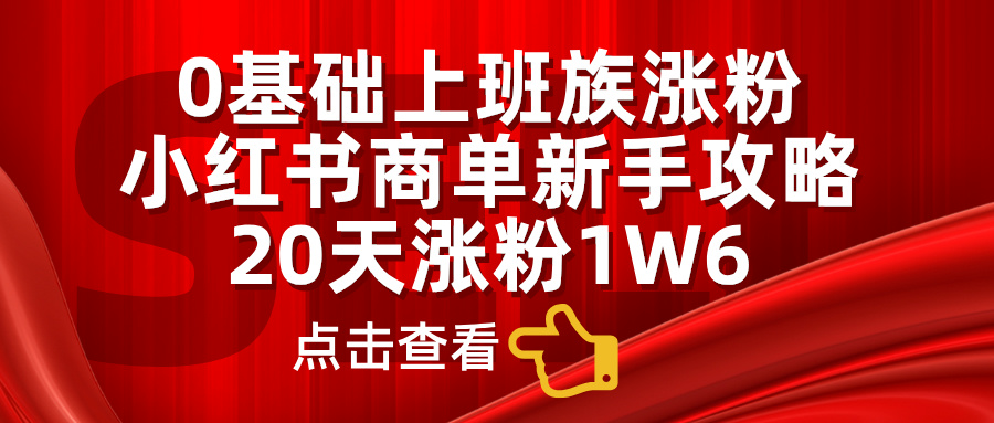 0基础上班族涨粉，小红书商单新手攻略，20天涨粉1.6w - 晨鑫项目库-晨鑫项目库