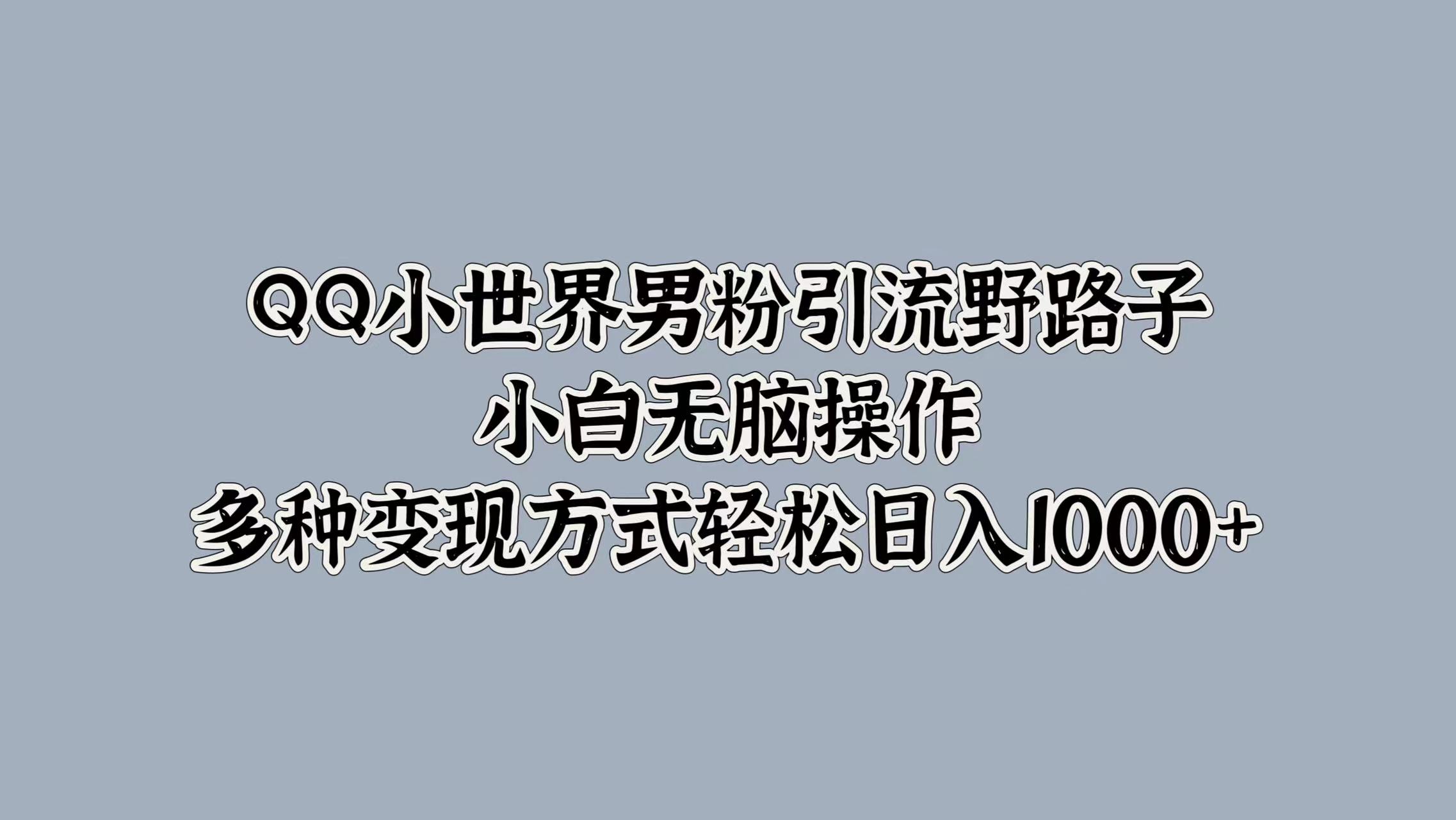QQ小世界男粉引流野路子，小白无脑操作，多种变现方式轻松日入1000+ - 晨鑫项目库-晨鑫项目库