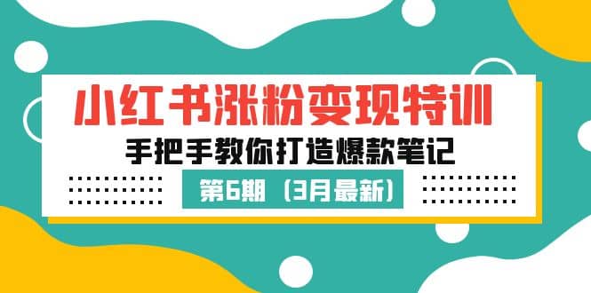 小红书涨粉变现特训·第6期，手把手教你打造爆款笔记（3月新课） - 晨鑫项目库-晨鑫项目库