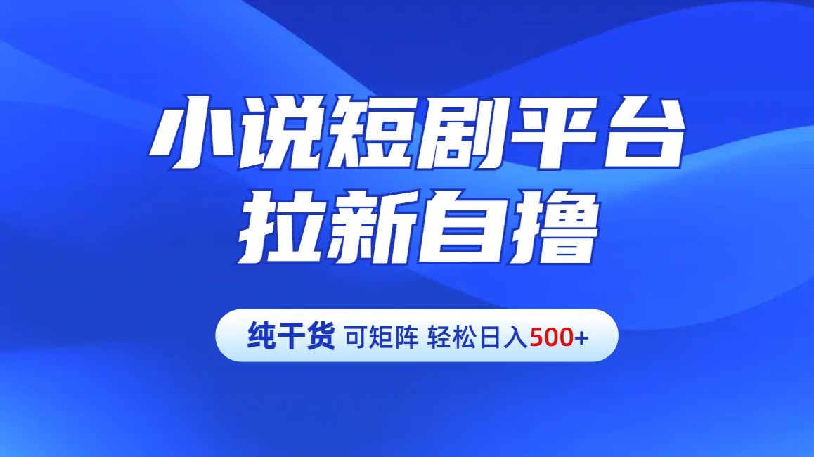 【纯干货】小说短剧平台拉新自撸玩法详解-单人轻松日入500+ - 晨鑫项目库-晨鑫项目库